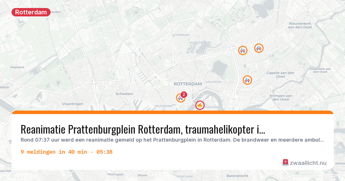 Kaart van de activiteitspiek bij Rotterdam