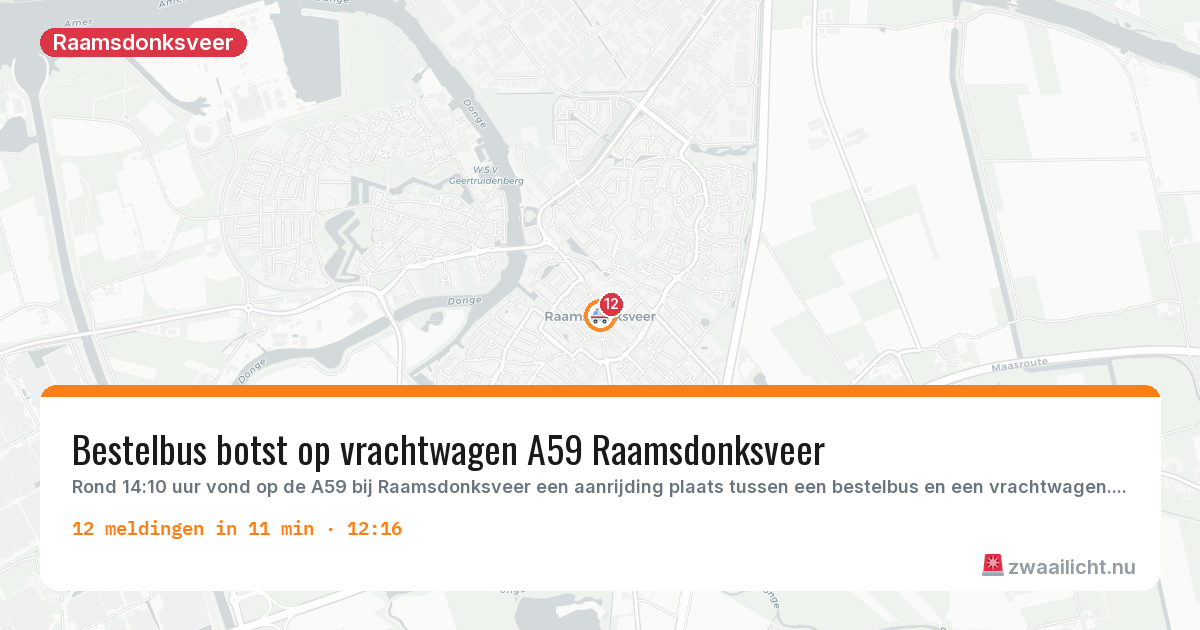 Kaart van de activiteitspiek bij Raamsdonksveer