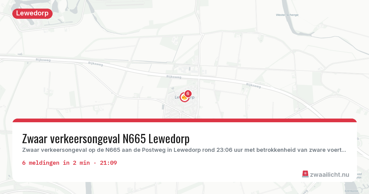 Kaart van de activiteitspiek bij Lewedorp