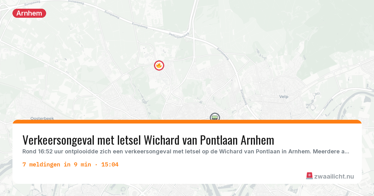 Kaart van de activiteitspiek bij Arnhem