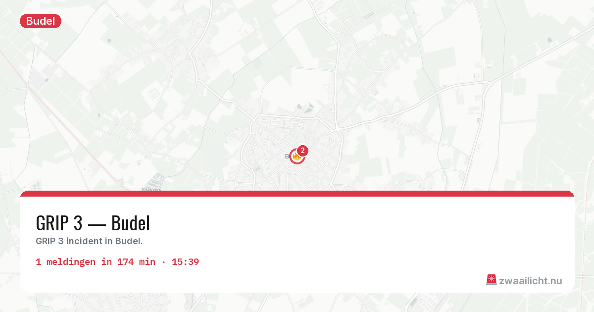 Kaart van de activiteitspiek bij Budel