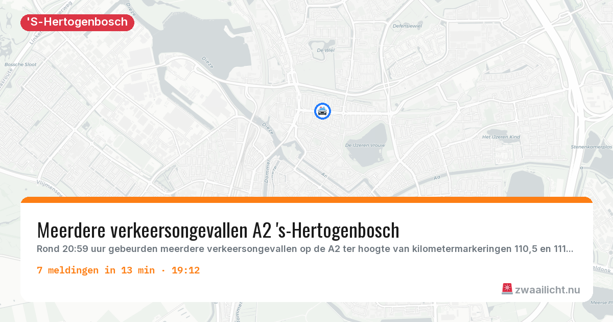 Kaart van de activiteitspiek bij 'S-Hertogenbosch