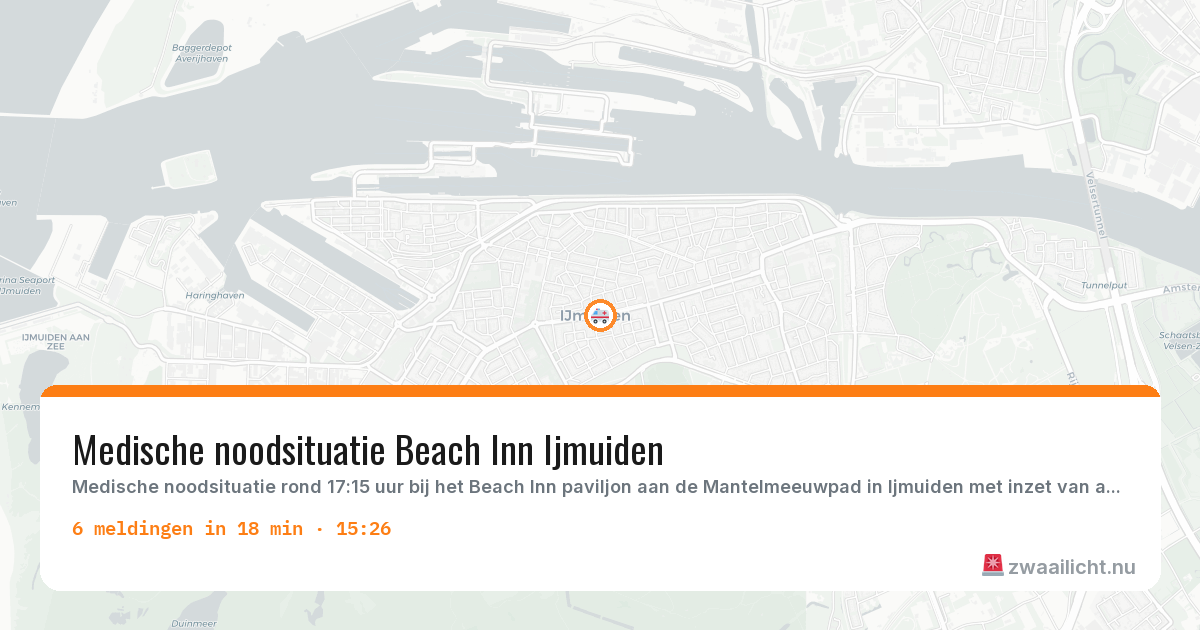 Kaart van de activiteitspiek bij Ijmuiden