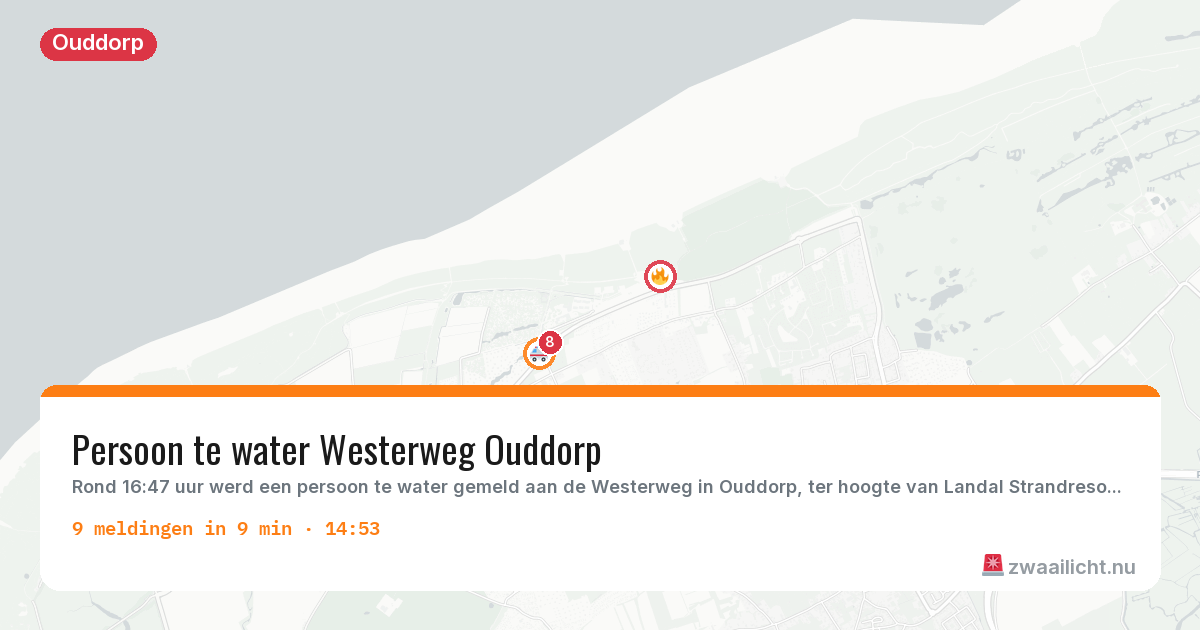 Kaart van de activiteitspiek bij Ouddorp