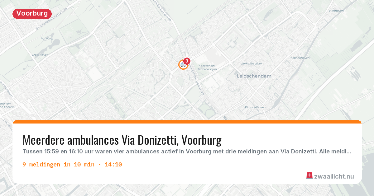 Kaart van de activiteitspiek bij Voorburg