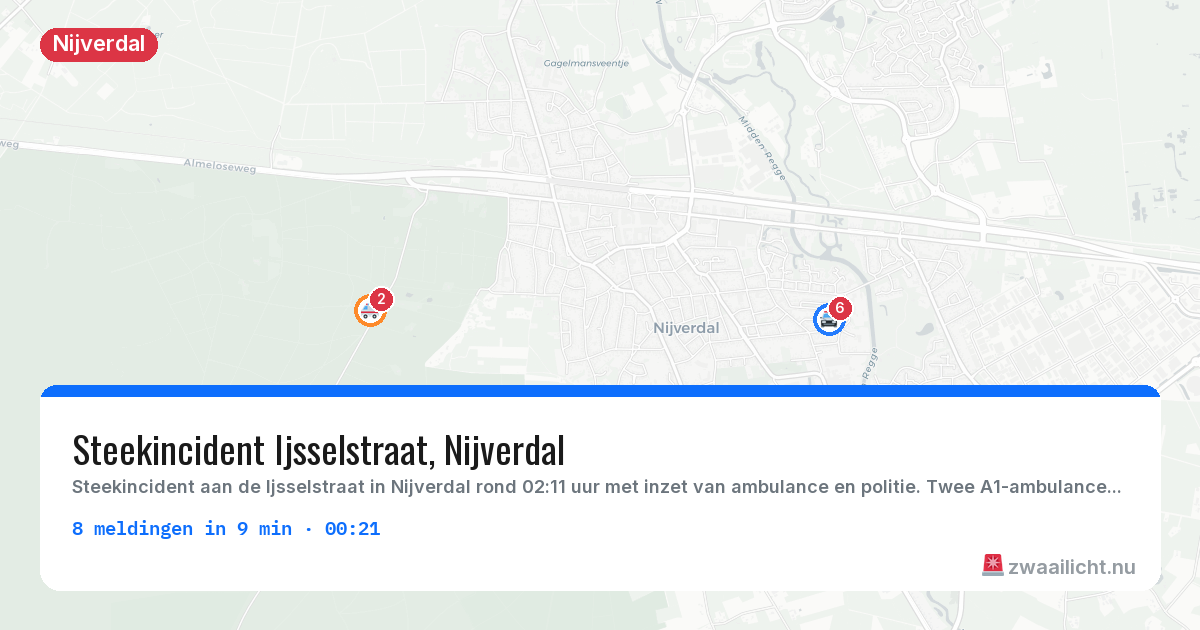 Kaart van de activiteitspiek bij Nijverdal