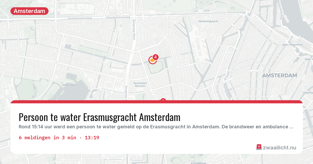 Kaart van de activiteitspiek bij Amsterdam