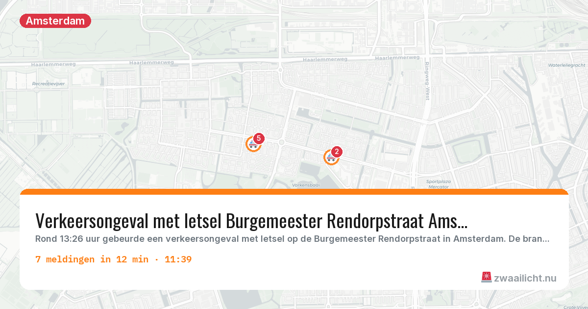Kaart van de activiteitspiek bij Amsterdam