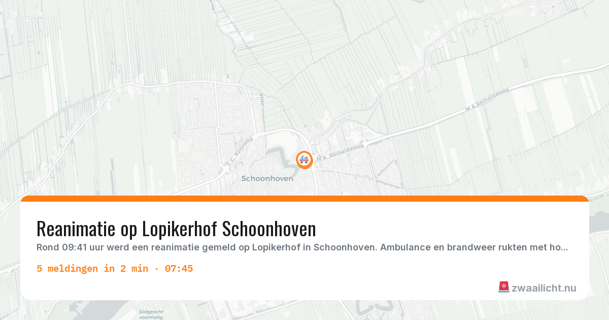 Kaart van de activiteitspiek bij Schoonhoven