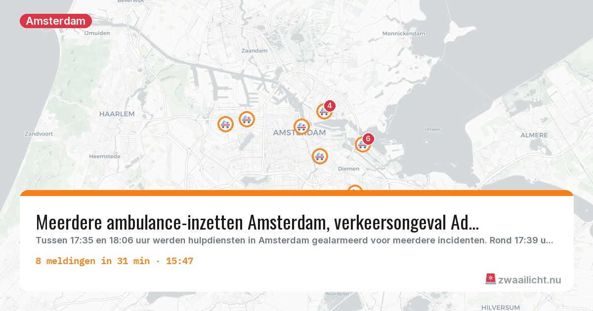 Kaart van de activiteitspiek bij Amsterdam
