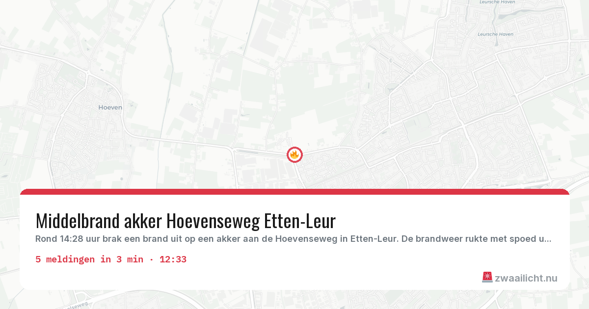 Kaart van de activiteitspiek bij Etten-Leur