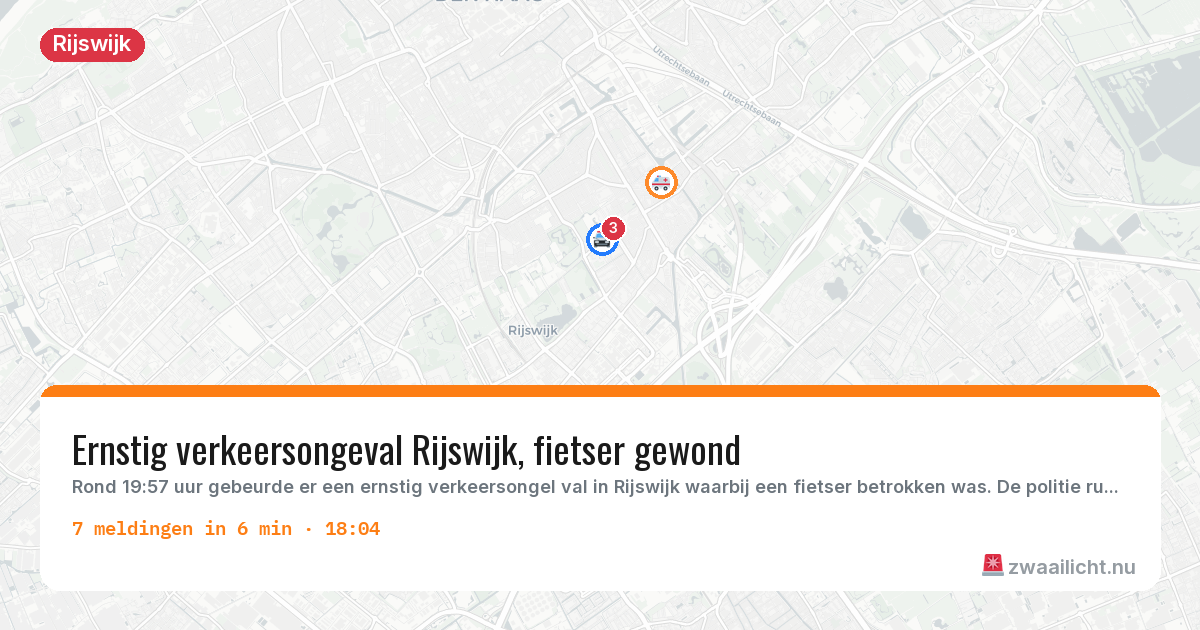 Kaart van de activiteitspiek bij Rijswijk