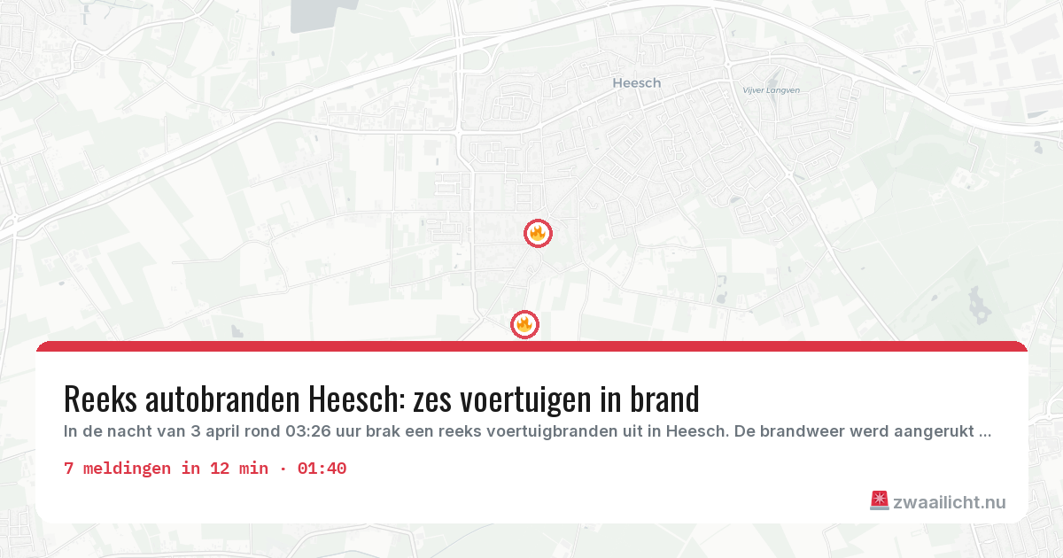 Kaart van de activiteitspiek bij Heesch