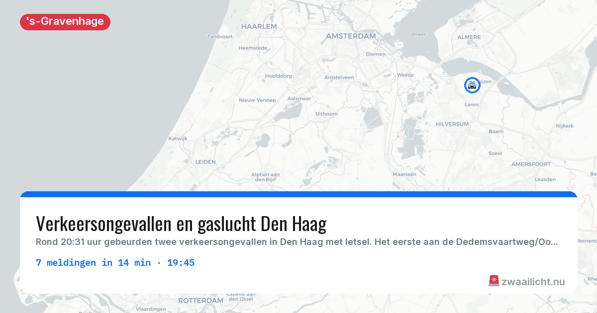 Kaart van de activiteitspiek bij 's-Gravenhage