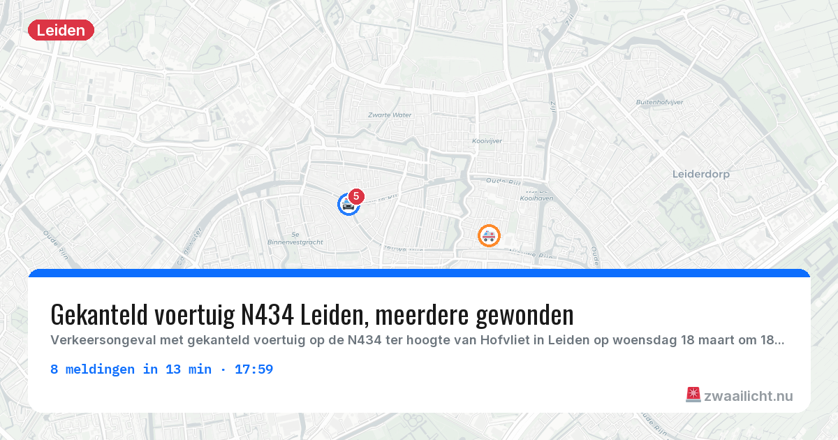 Kaart van de activiteitspiek bij Leiden
