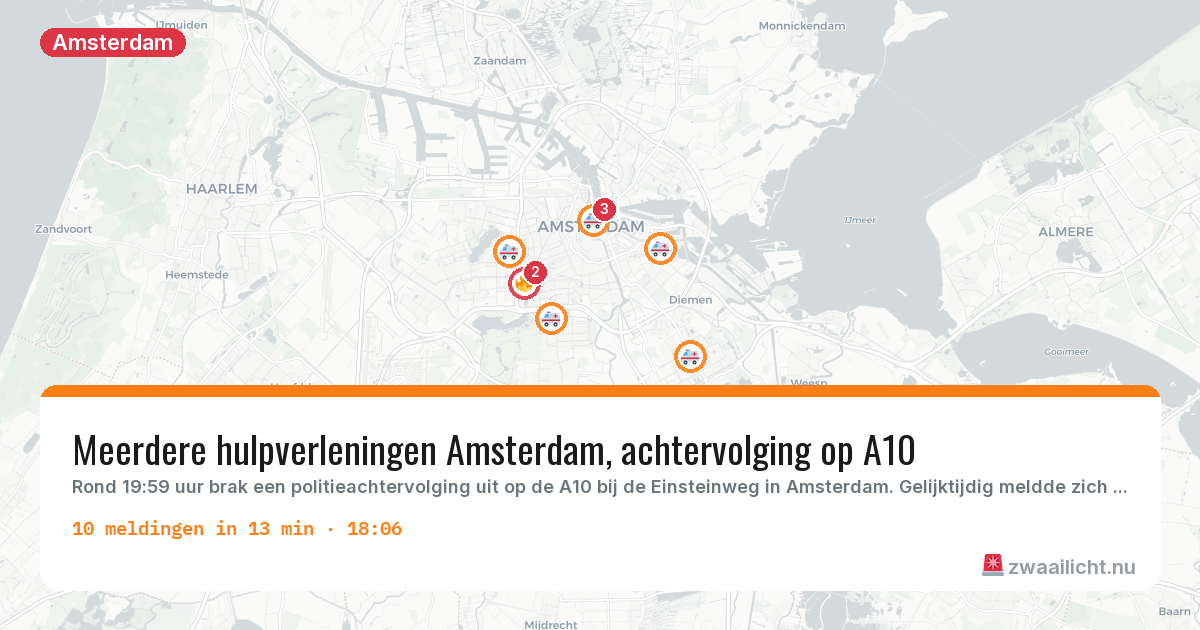 Kaart van de activiteitspiek bij Amsterdam