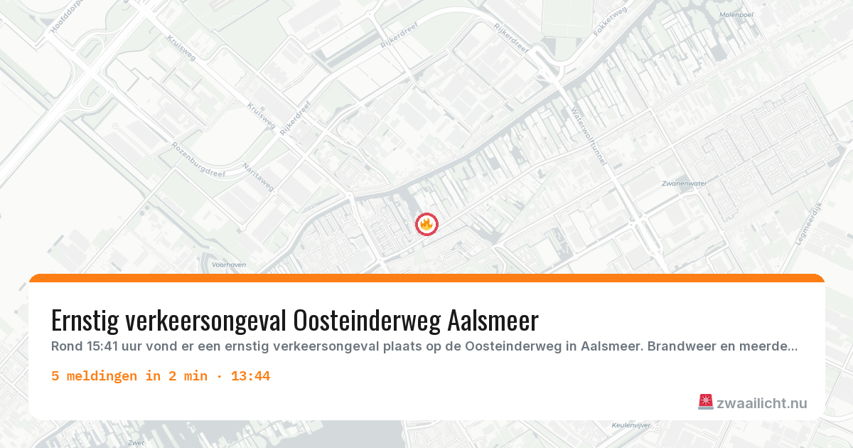 Kaart van de activiteitspiek bij Aalsmeer