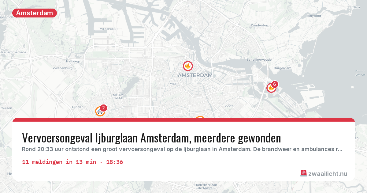 Kaart van de activiteitspiek bij Amsterdam