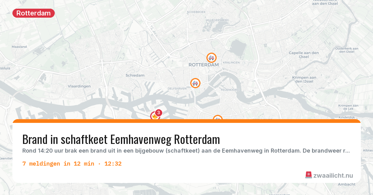 Kaart van de activiteitspiek bij Rotterdam