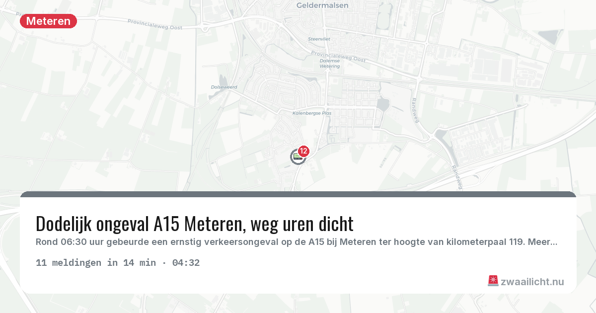 Kaart van de activiteitspiek bij Meteren