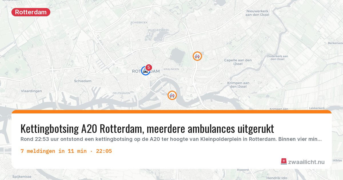 Kaart van de activiteitspiek bij Rotterdam