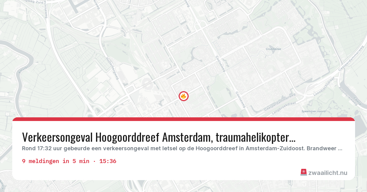 Kaart van de activiteitspiek bij Amsterdam