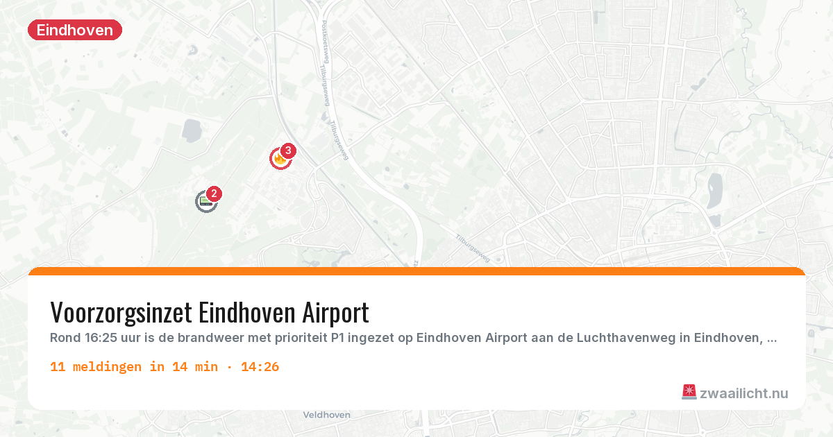 Kaart van de activiteitspiek bij Eindhoven