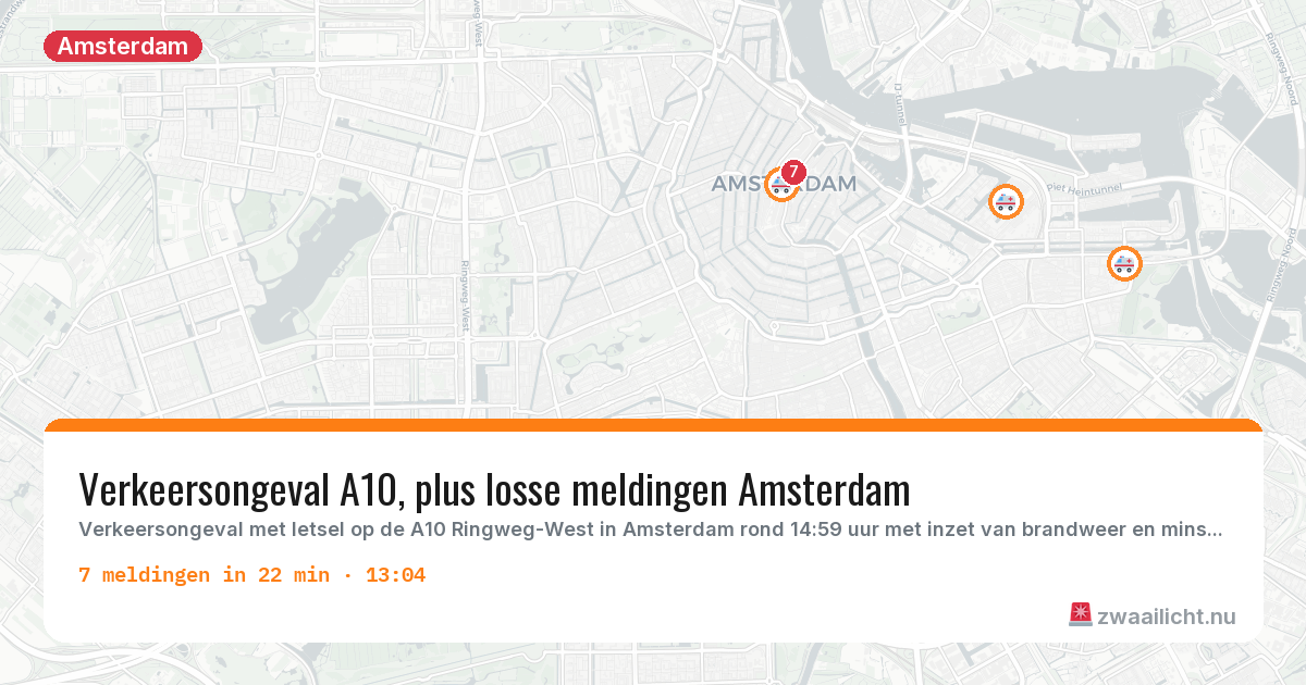 Kaart van de activiteitspiek bij Amsterdam