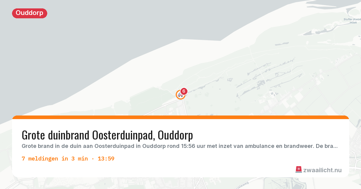 Kaart van de activiteitspiek bij Ouddorp