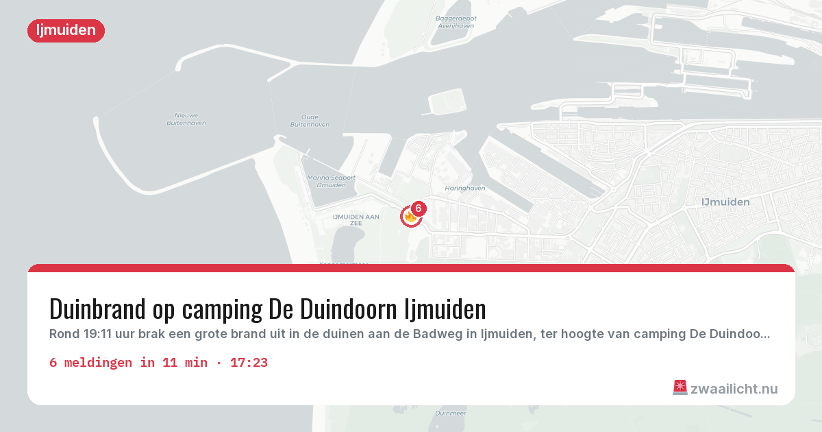 Kaart van de activiteitspiek bij Ijmuiden