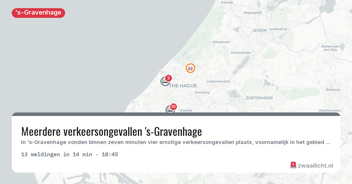 Kaart van de activiteitspiek bij 's-Gravenhage