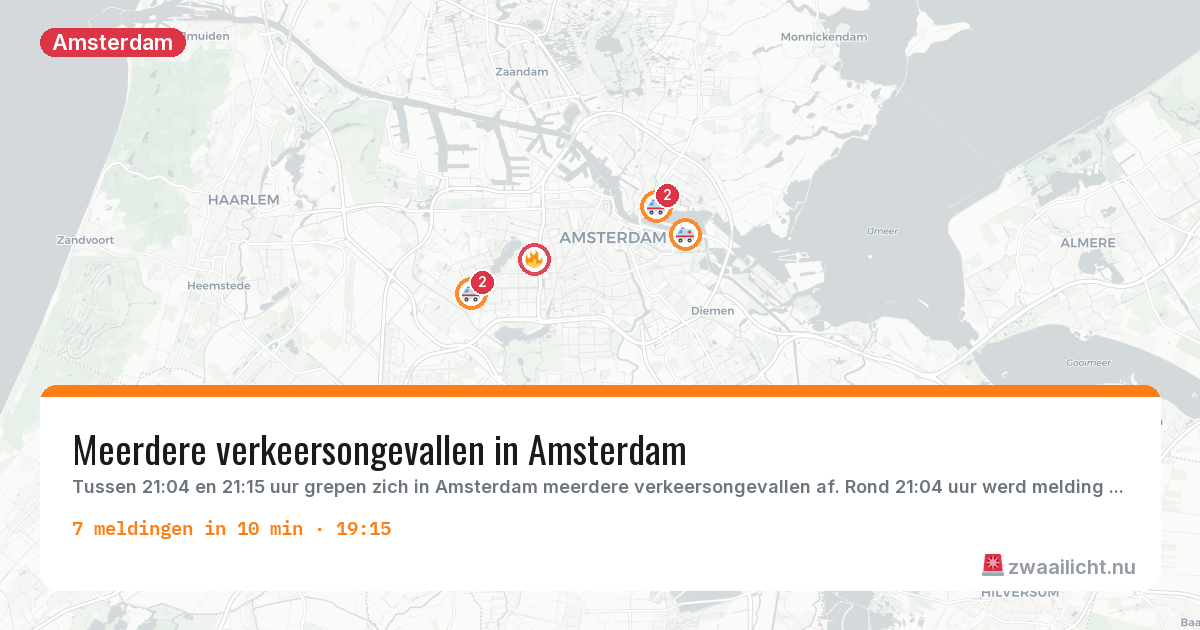 Kaart van de activiteitspiek bij Amsterdam