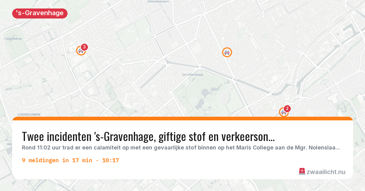 Kaart van de activiteitspiek bij 's-Gravenhage
