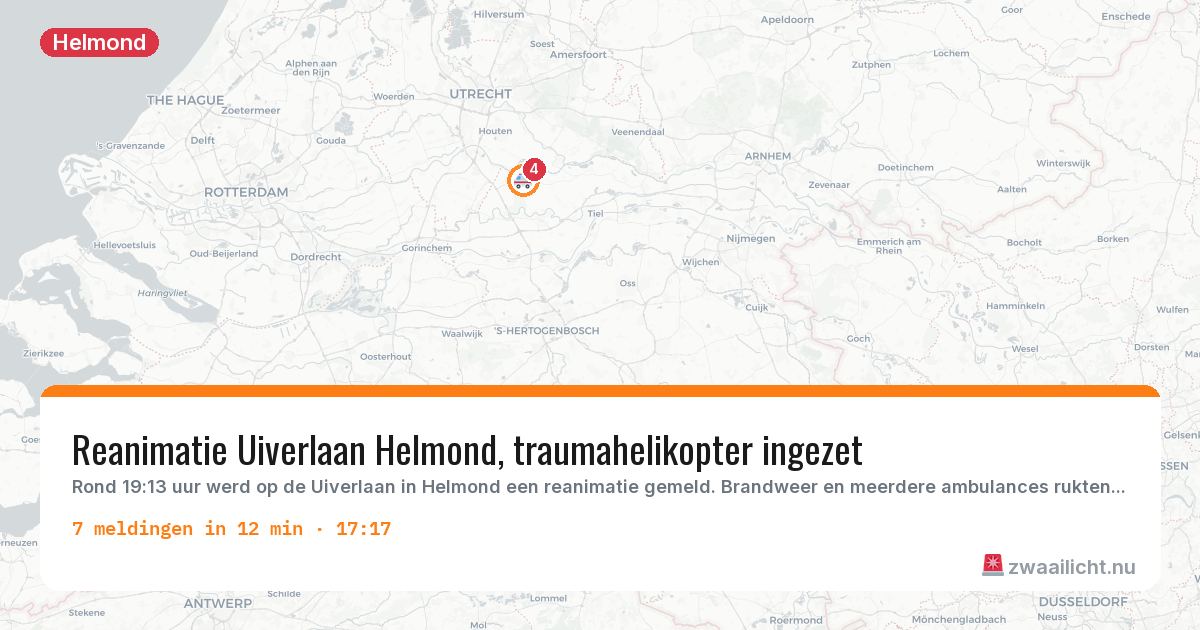 Kaart van de activiteitspiek bij Helmond