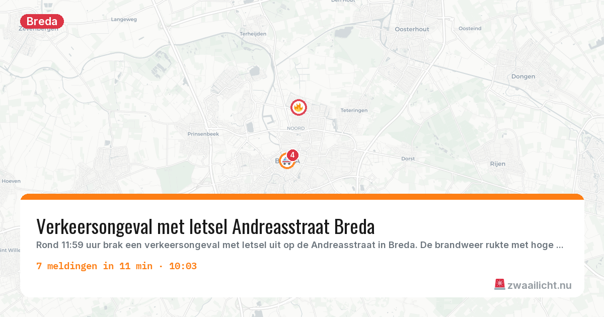 Kaart van de activiteitspiek bij Breda