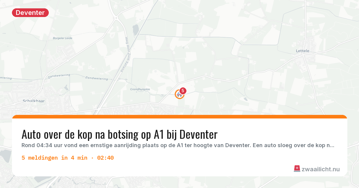 Kaart van de activiteitspiek bij Deventer