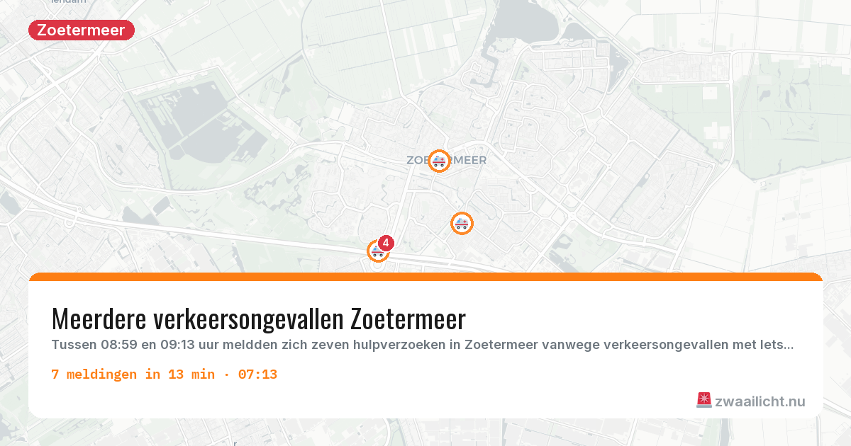 Kaart van de activiteitspiek bij Zoetermeer