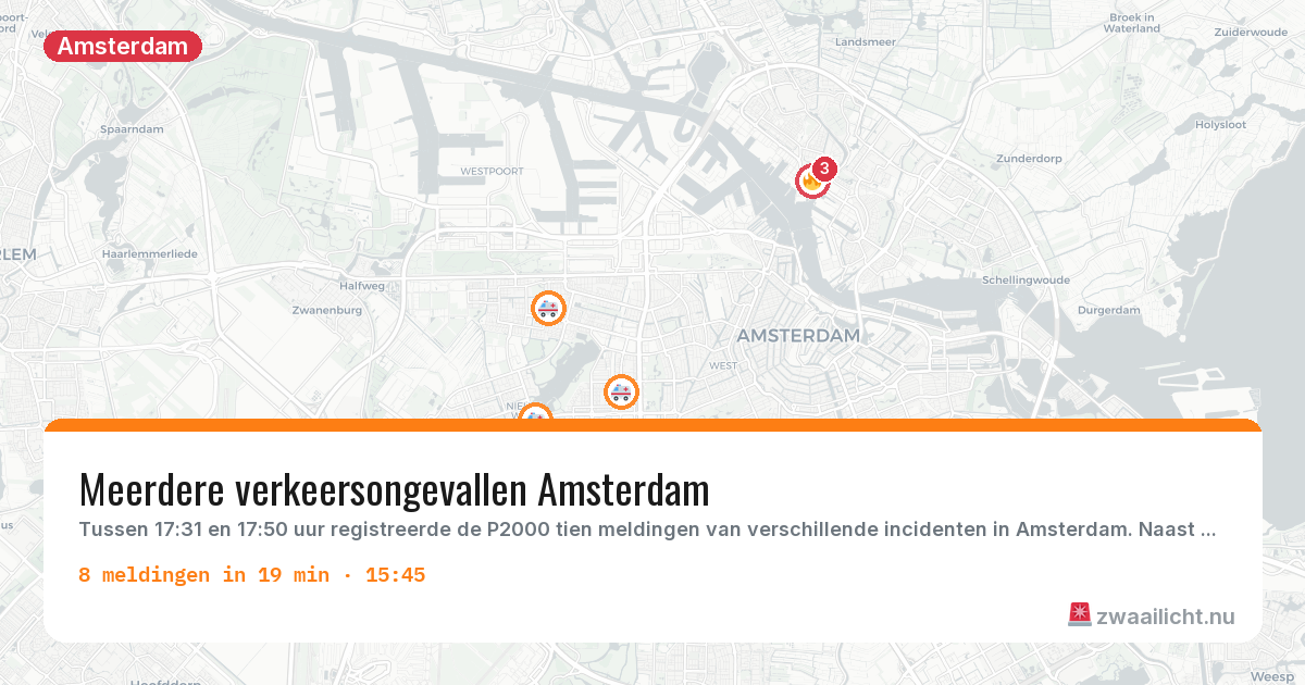 Kaart van de activiteitspiek bij Amsterdam