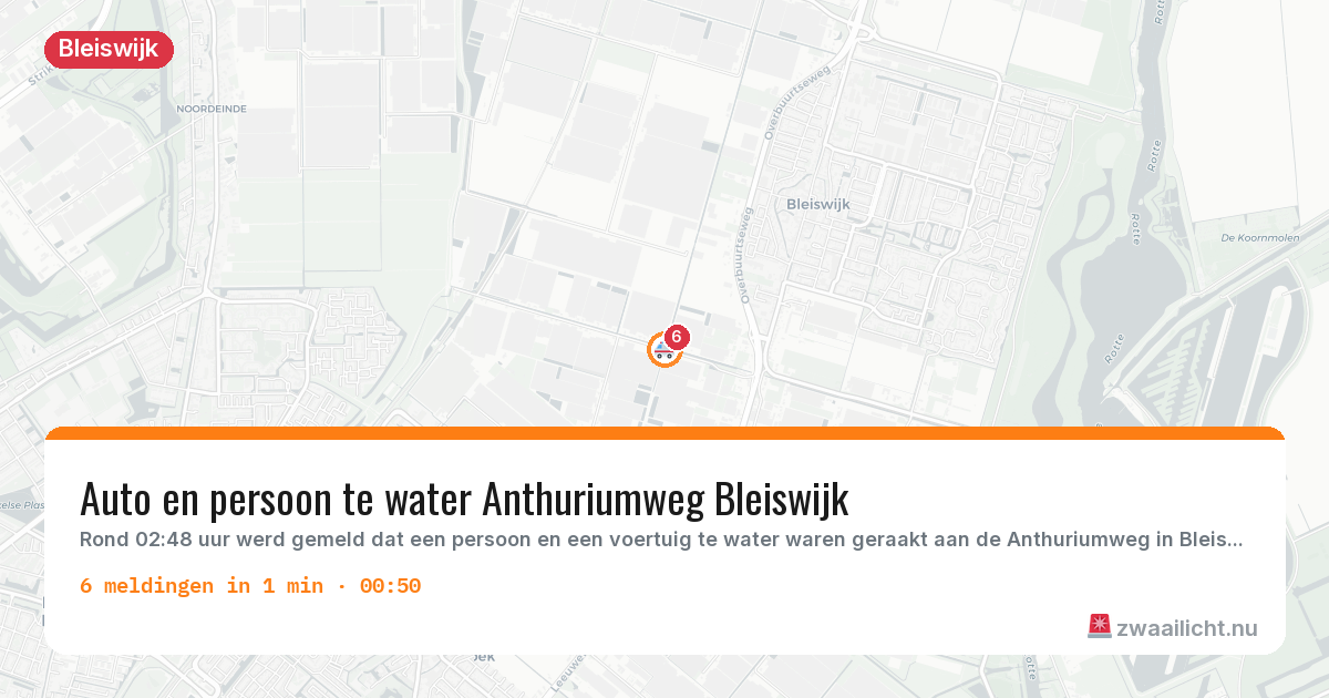 Kaart van de activiteitspiek bij Bleiswijk