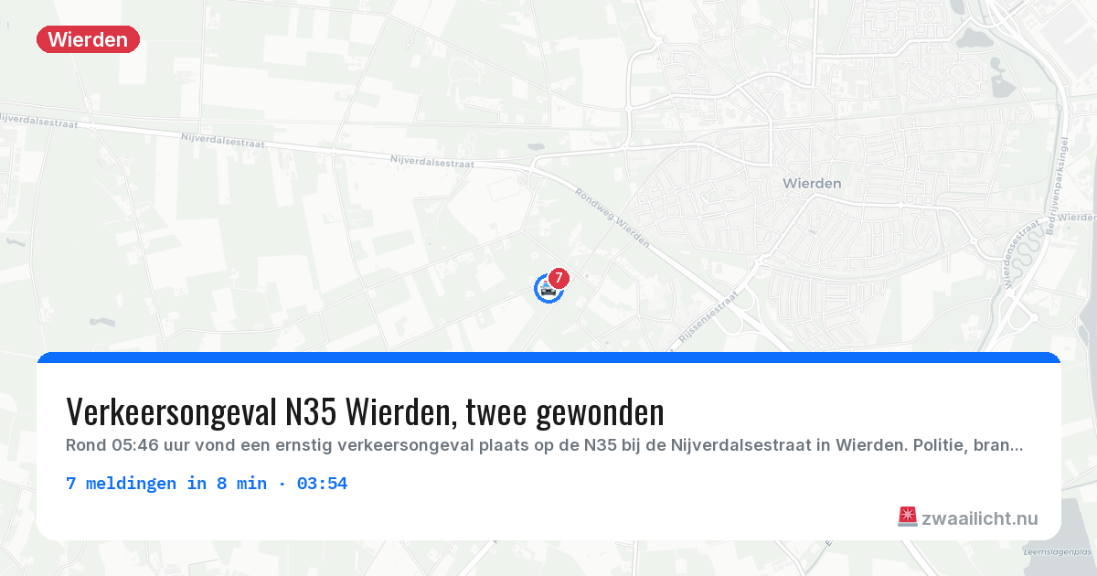 Kaart van de activiteitspiek bij Wierden