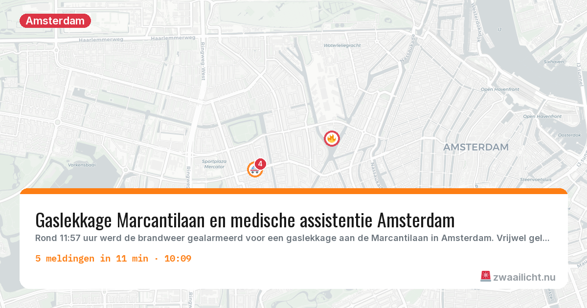 Kaart van de activiteitspiek bij Amsterdam