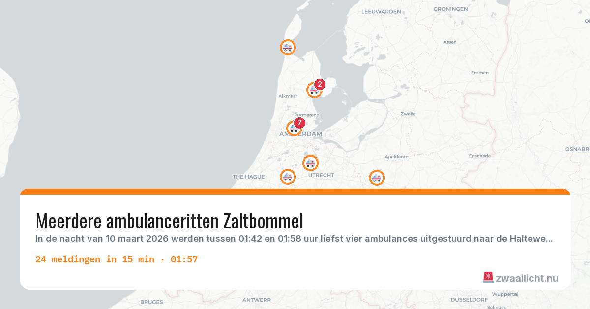 Kaart van de activiteitspiek bij Ambulance