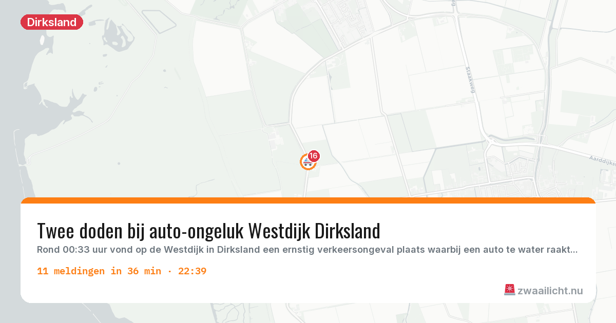 Kaart van de activiteitspiek bij Dirksland