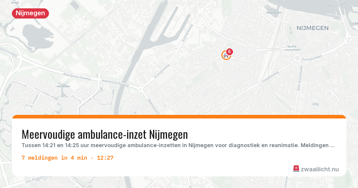 Kaart van de activiteitspiek bij Nijmegen