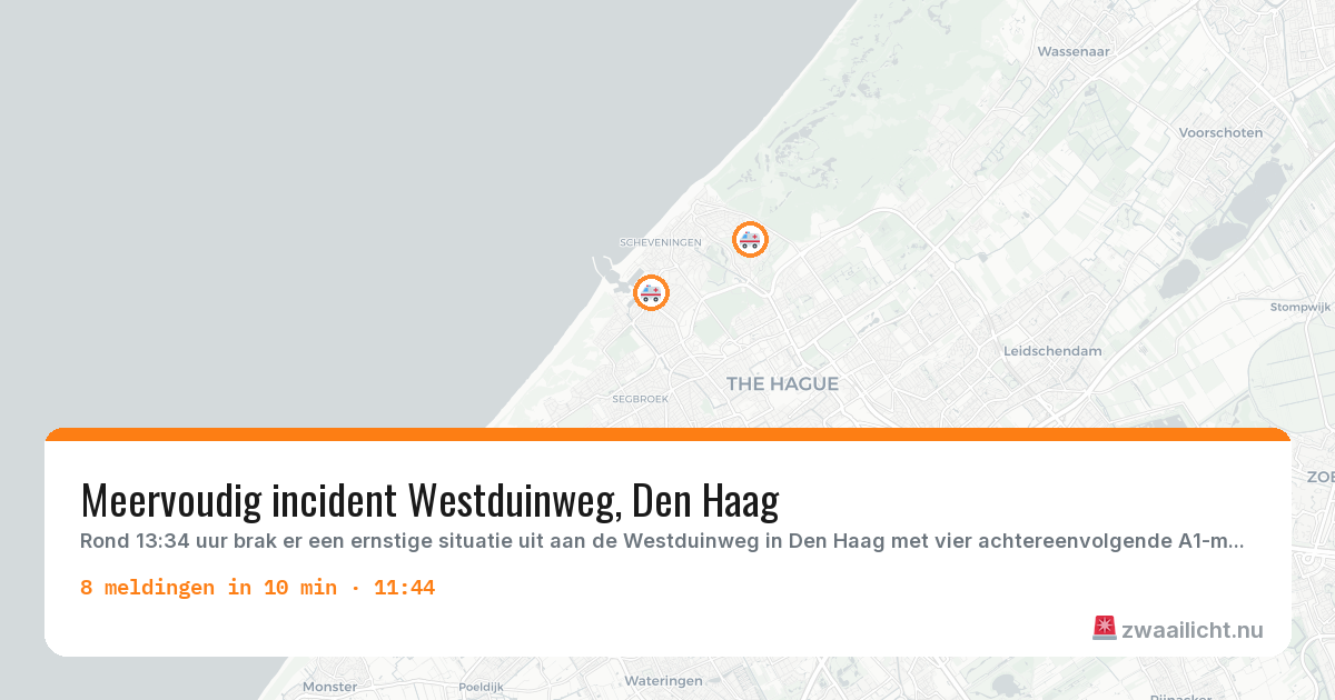 Kaart van de activiteitspiek bij 's-Gravenhage