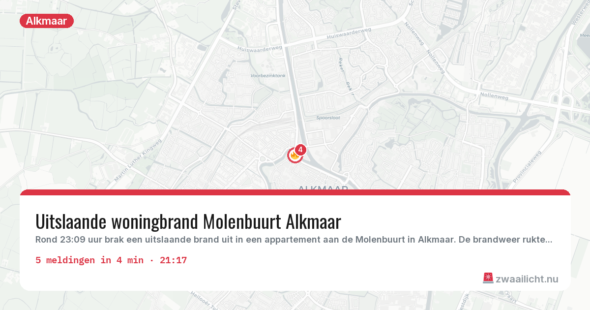 Kaart van de activiteitspiek bij Alkmaar