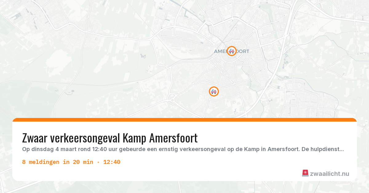Kaart van de activiteitspiek bij Amersfoort