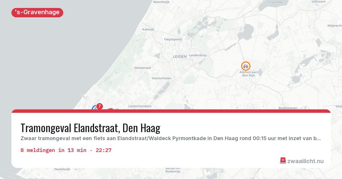 Kaart van de activiteitspiek bij 's-Gravenhage