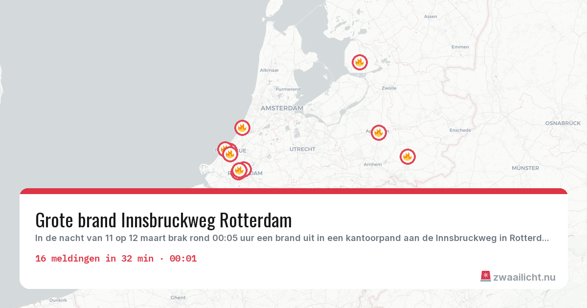 Kaart van de activiteitspiek bij Brandweer