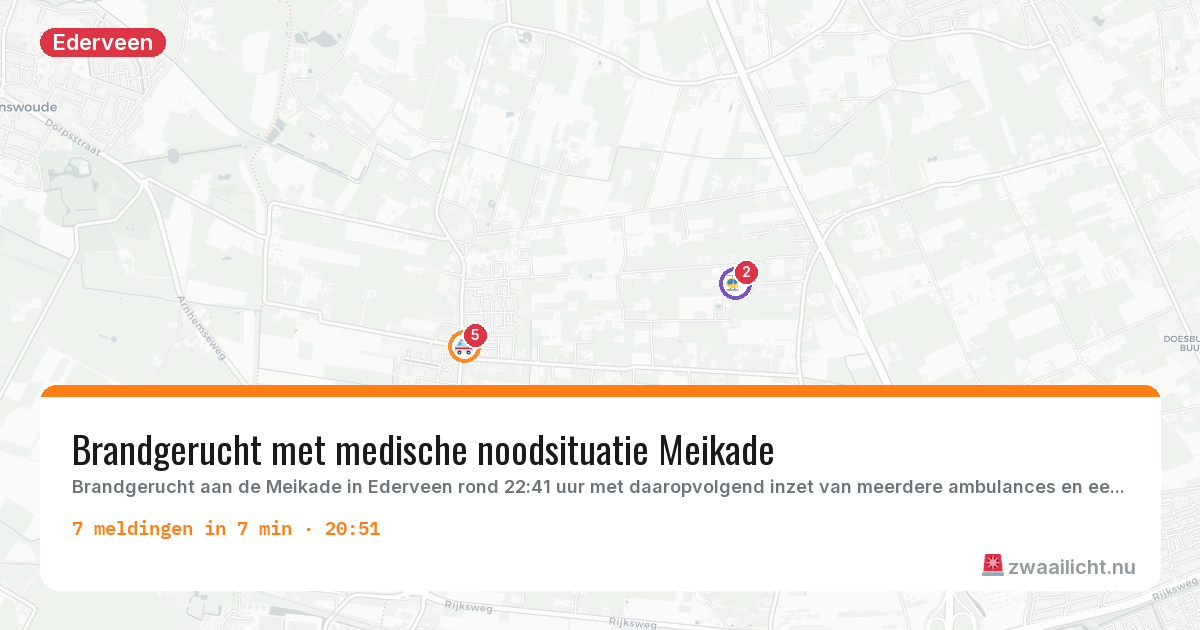 Kaart van de activiteitspiek bij Ederveen